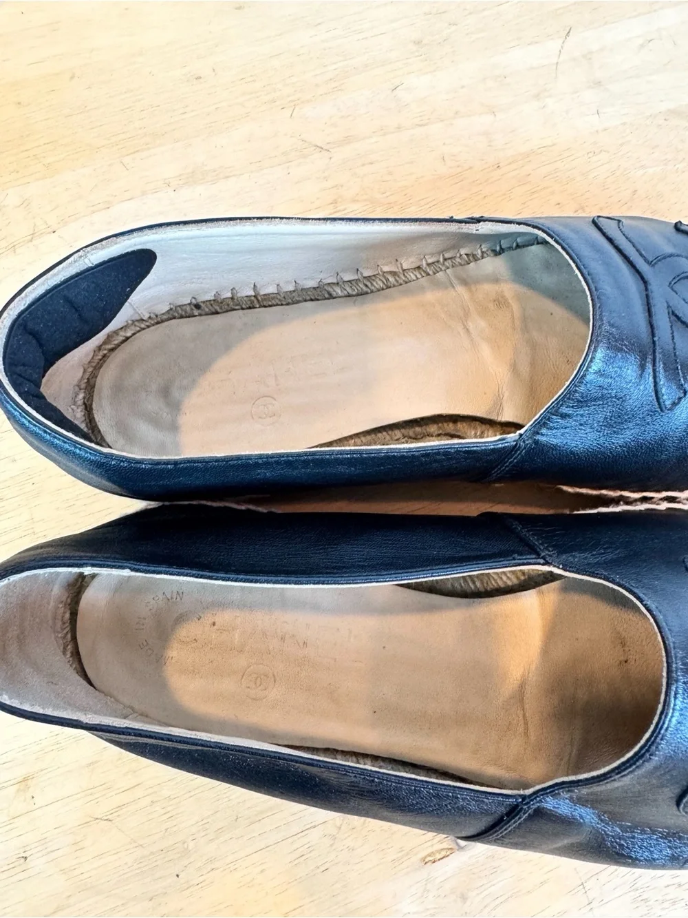 Chanel | Black Leather Pull-On Espadrille Shoes, EU 40